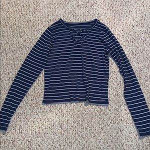 blue and white hollister striped shirt size medium